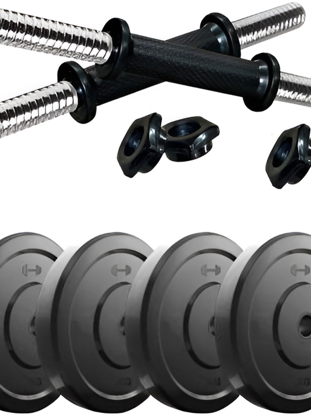HackerX 6-Pcs 4 Rubber Plate & 2 Rods Adjustable Dumbbell