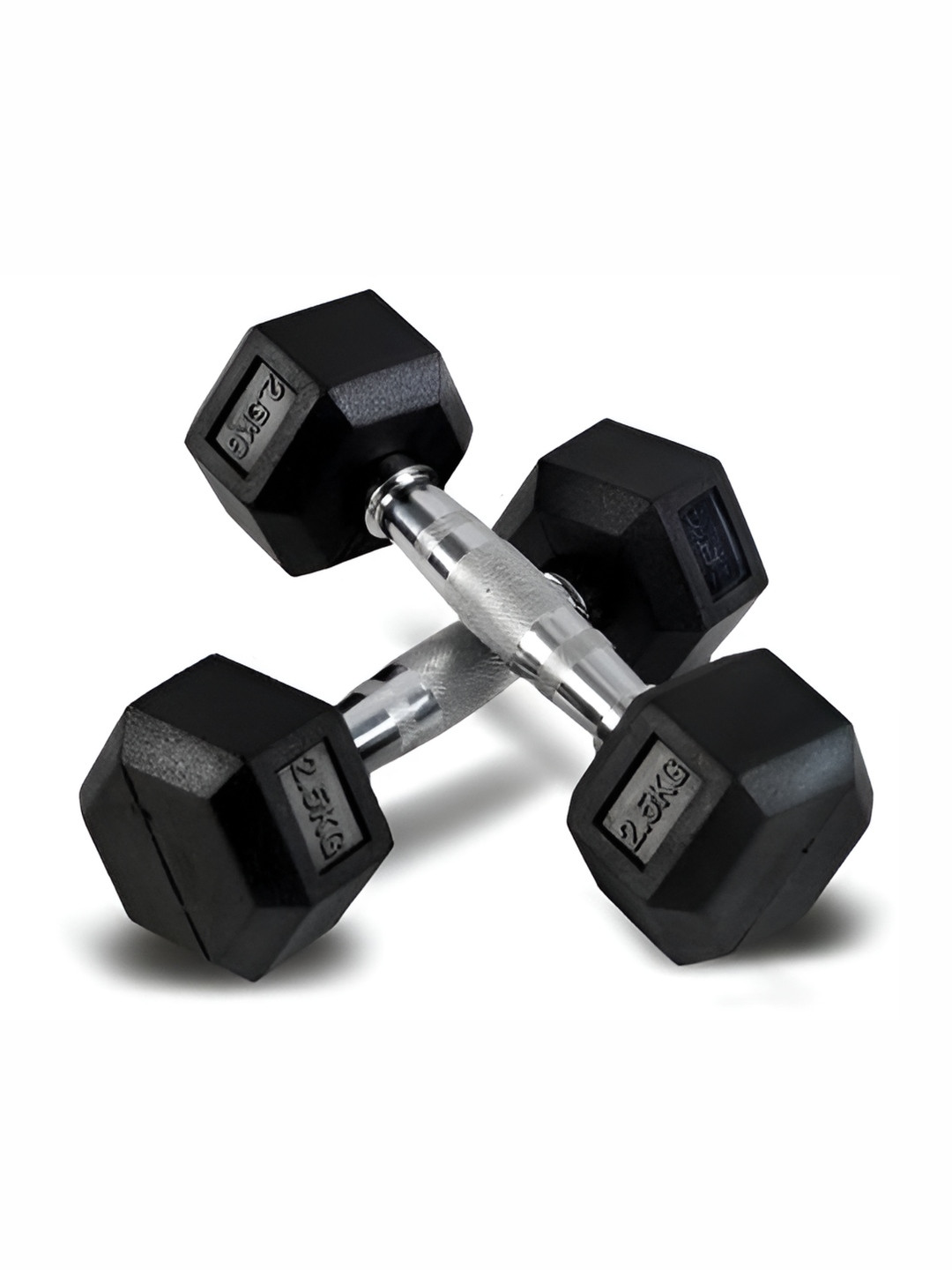 HackerX 2 Pieces Rubber Coated Hexa Fixed Weight Dumbbells - 2.5 kg Each