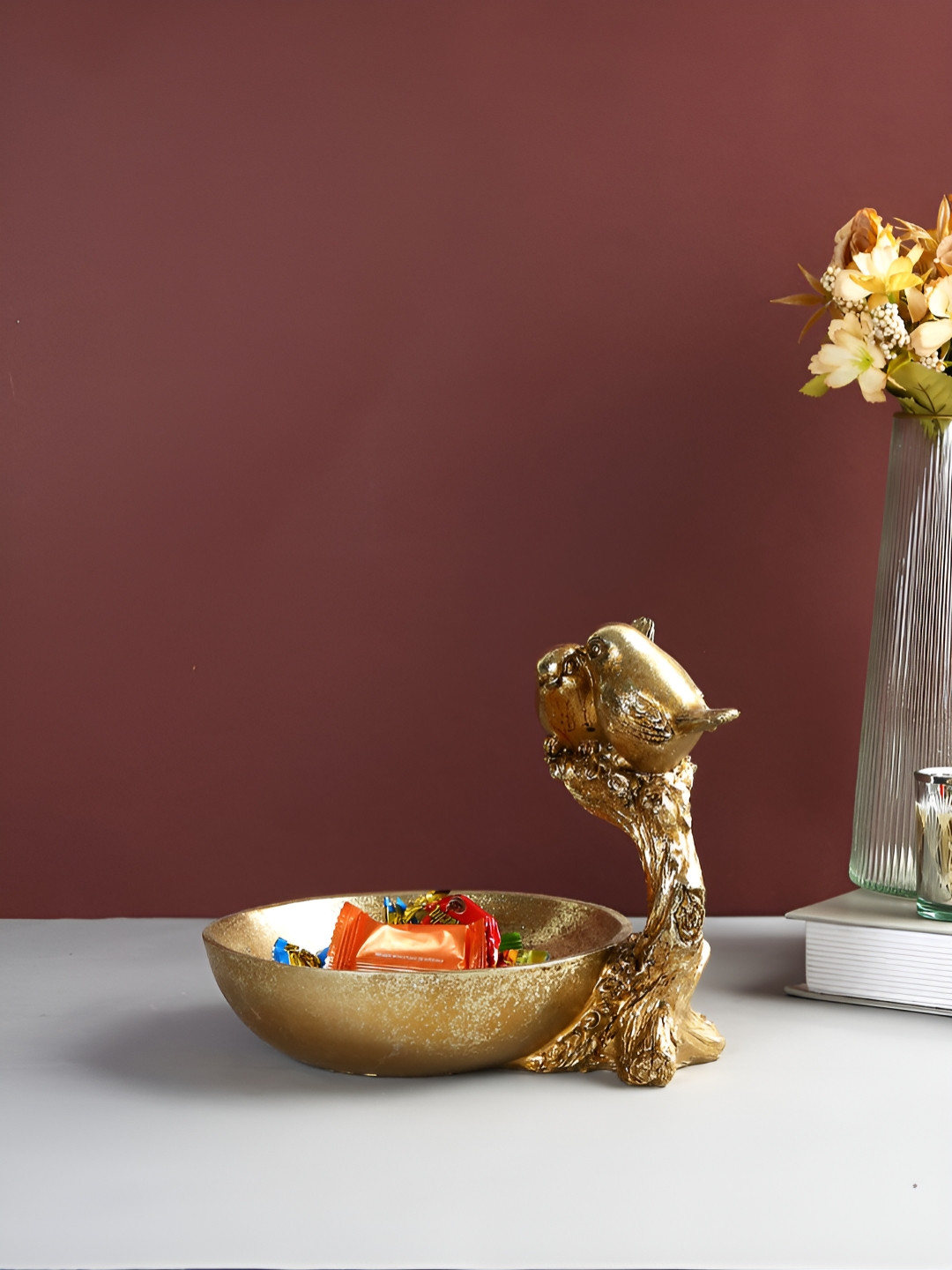 TAYHAA Gold-Toned Bird Decorative Bowl