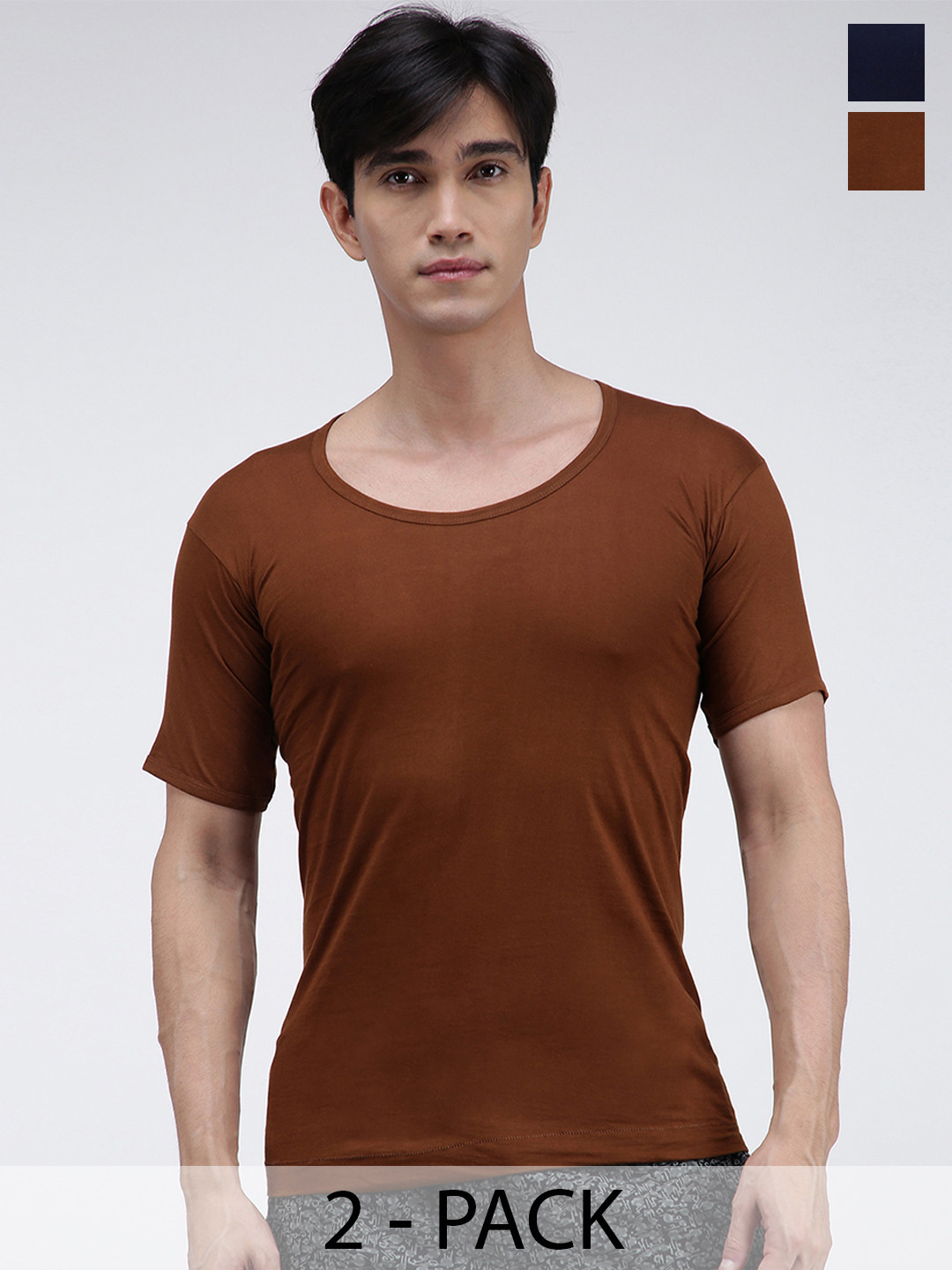 AMUL COMFY Men Pack Of 2 Pure Cotton Undershirt Vests AC-CVESTRNS-NY-LB-4XL-2PC