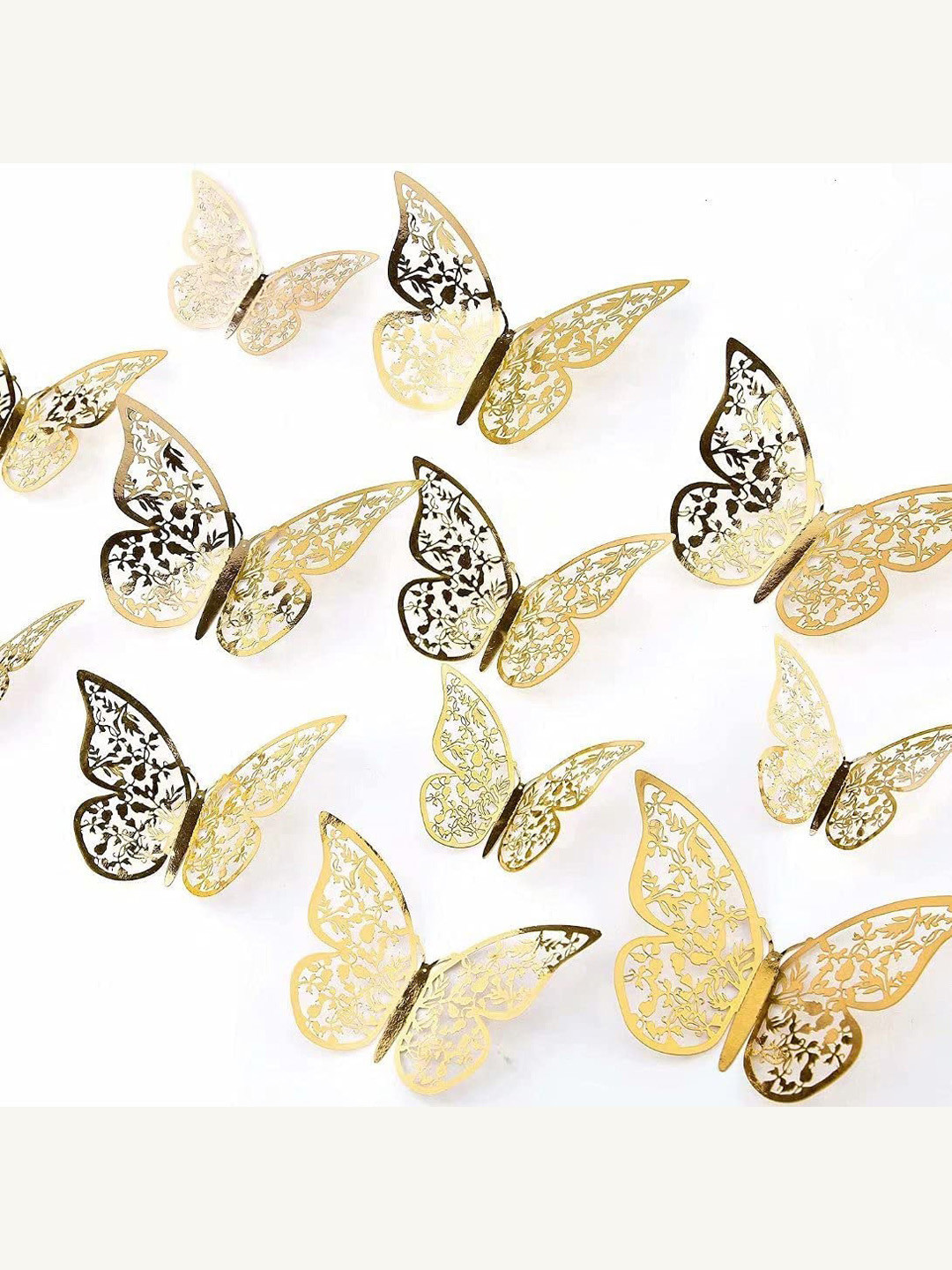 Special You GoldToned and Maroon 12 Pieces 3D Butterflies Decor