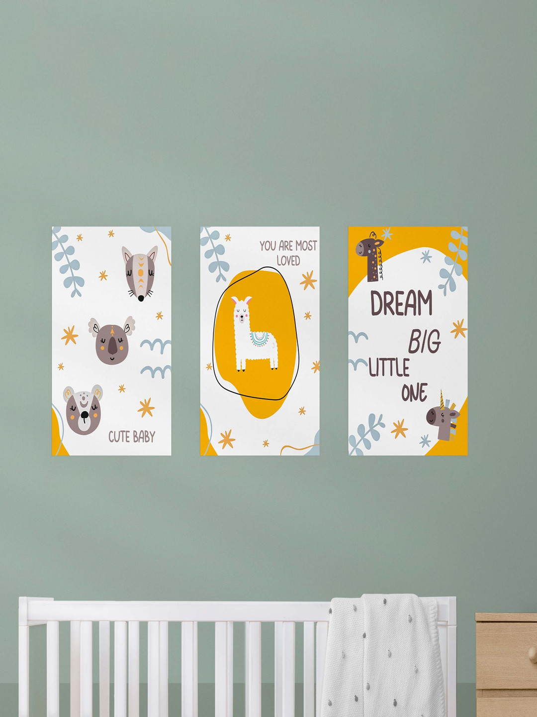 SPECIAL YOU  3-Pcs White and Yellow Pastel Posters Kids Room Wall Festive Decoration