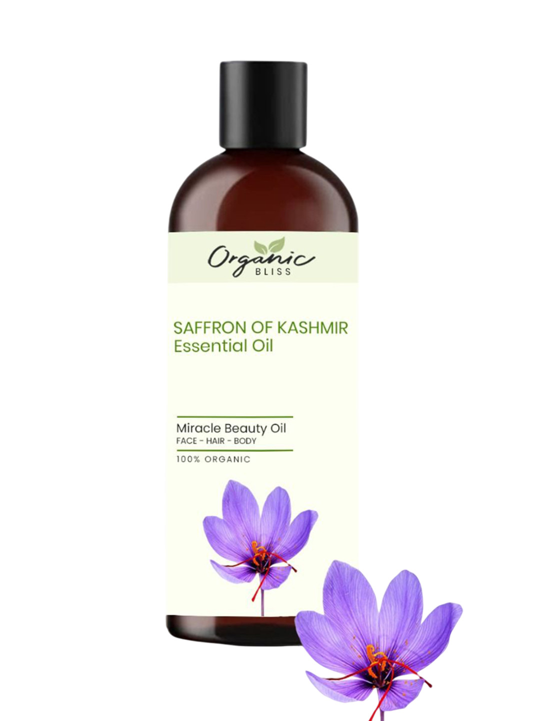 Organic Bliss Saffron Of Kashmir Essential Beauty Massage Oil For Face Hair & Body - 50 ml