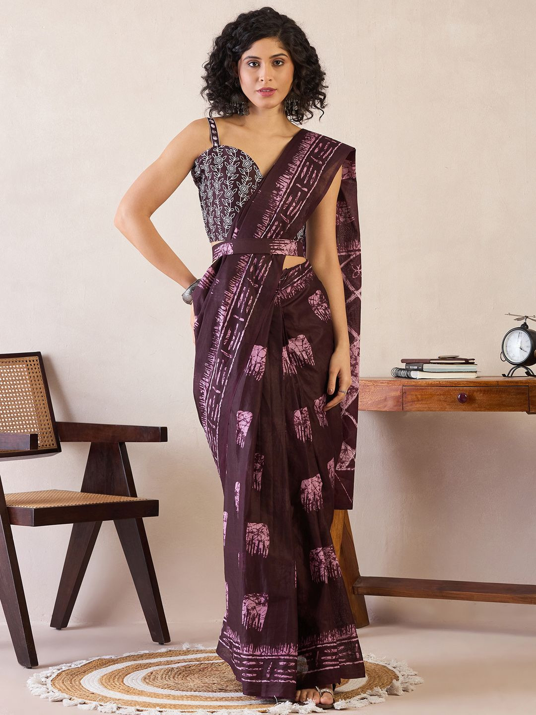 Anouk Rustic Ready to Wear Bagru Saree