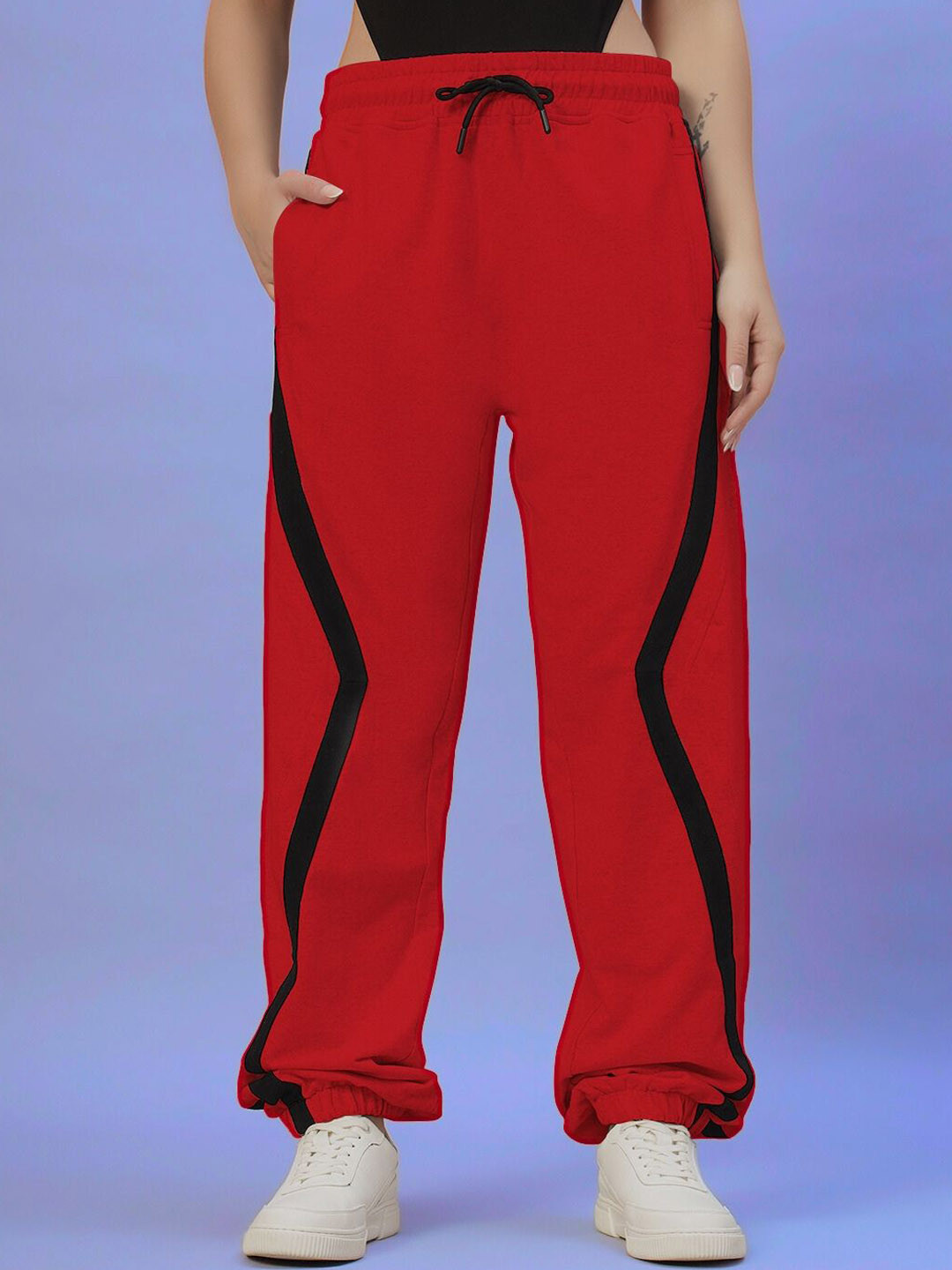 WEARDUDS Women Relaxed-Fit Mid Rise Joggers