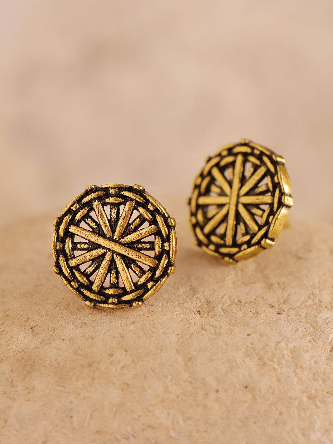 Voylla Woven Wonder Enterwined Gold-Plated Quirky Studs Earrings