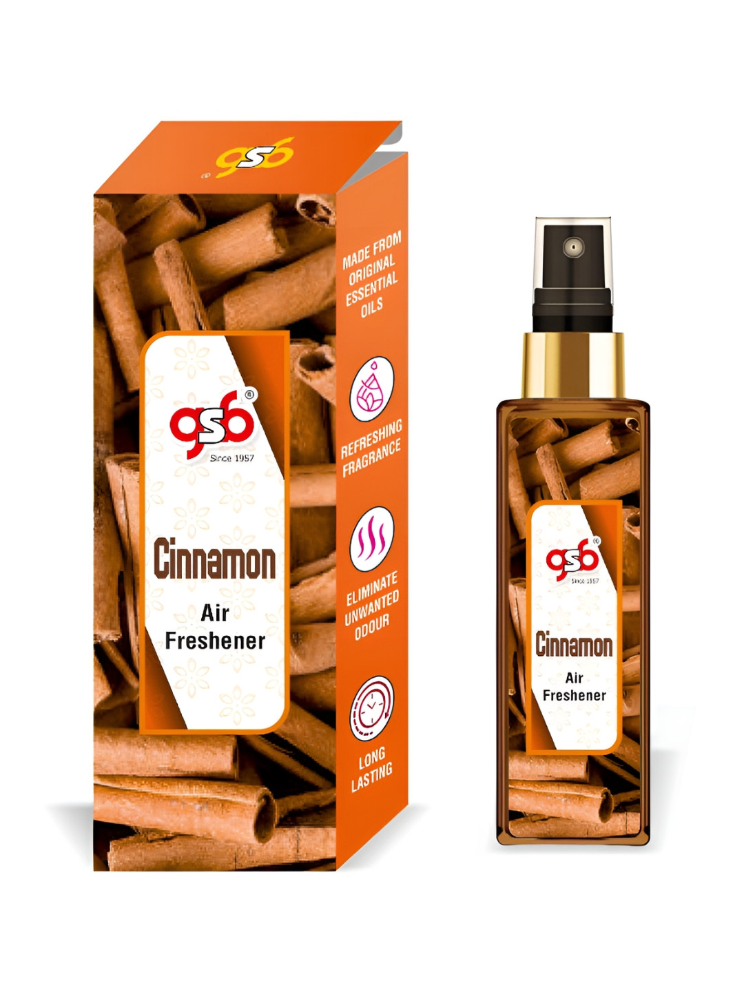GSB Cinnamon Orange And White Long Lasting Natural Air Freshener-100 ml