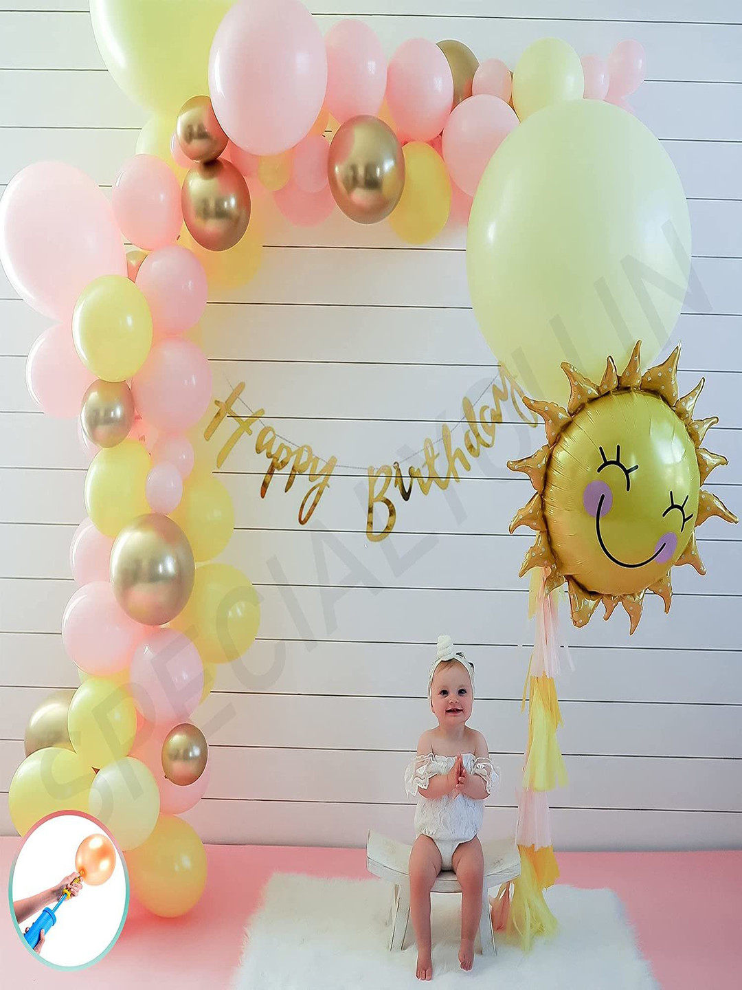Special You 52-Pcs Pink & Yellow Foil Balloons Birthday Decors