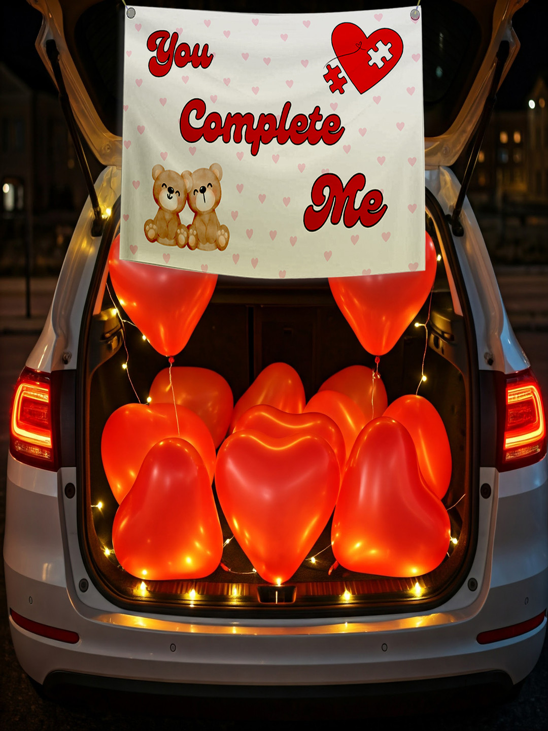 Special You Red & White Valentine Backdrop Decoration & Heart Balloons