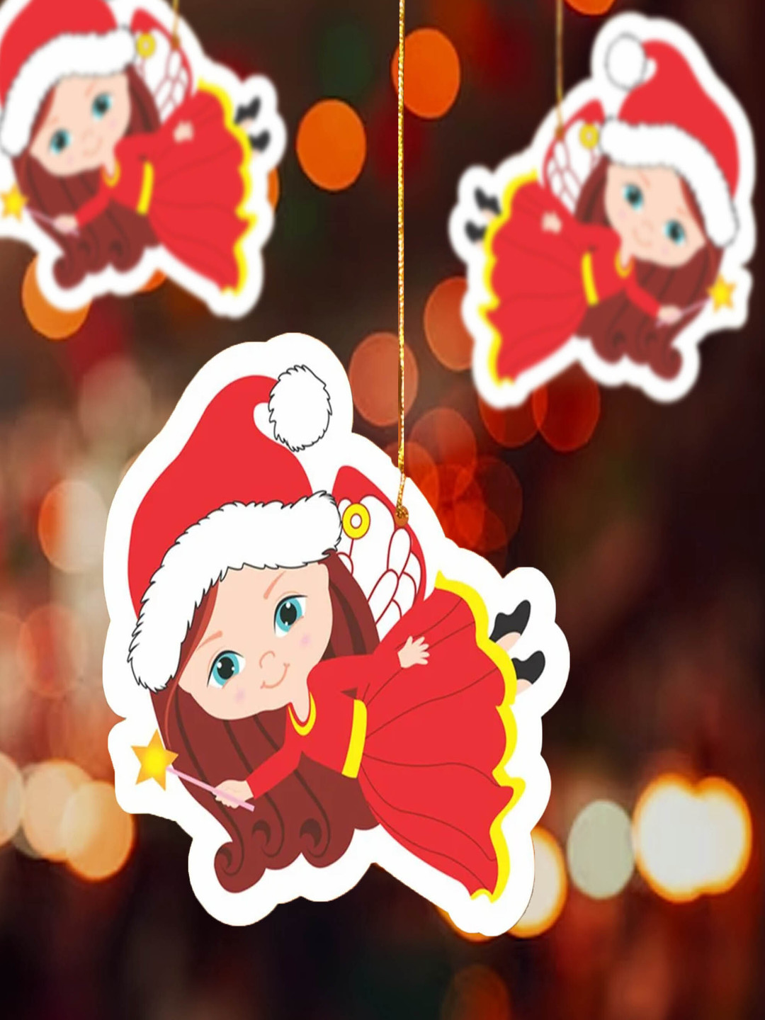 Special You 20Pcs White & Red Printed  Fairy Hanging Christmas Tree Decor
