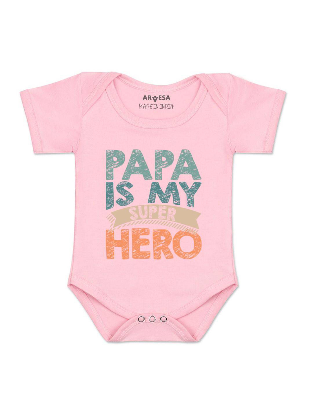 Arvesa Kids Papa Is My Super Hero Printed Cotton Bodysuit