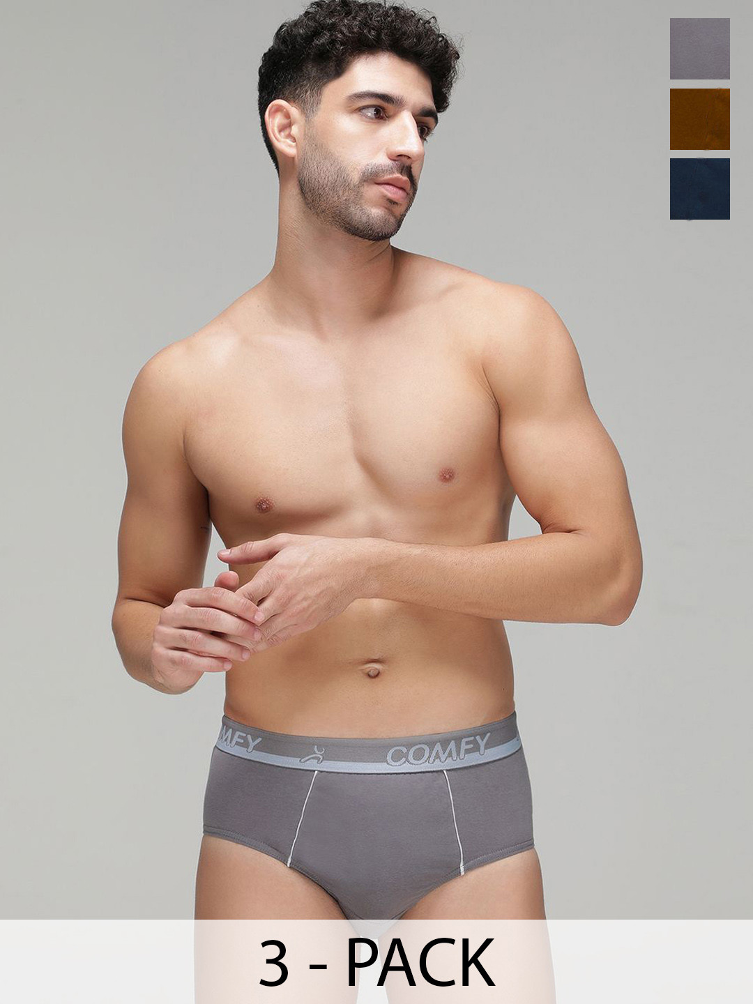 AMUL COMFY Men Pack Of 3 Cotton Basic Briefs AC-CBRIOE-AF-LB-SG-XL-3PC