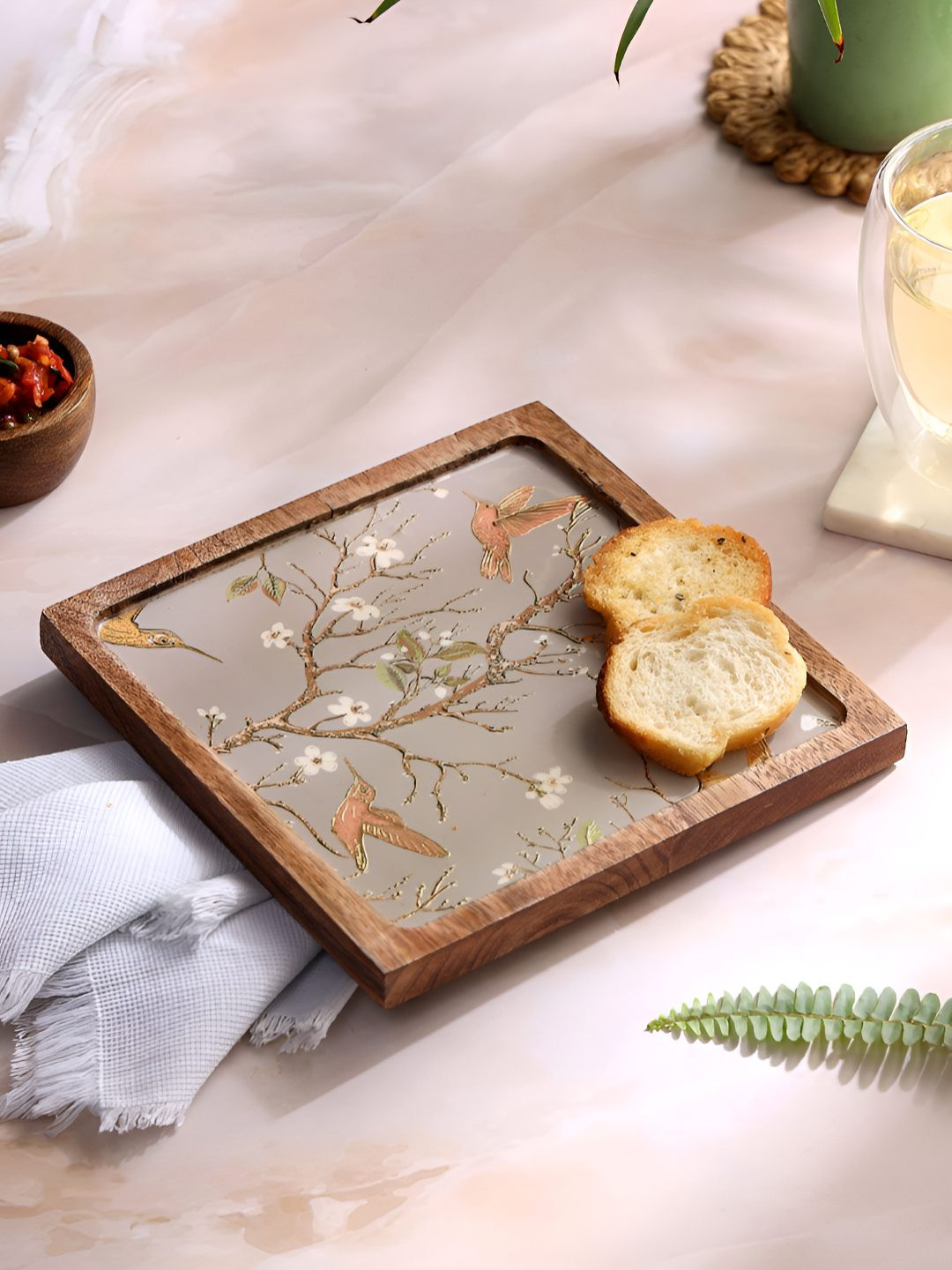 DULI Brown 2025 Wood 1 Pieces Easy to Clean Serving Tray
