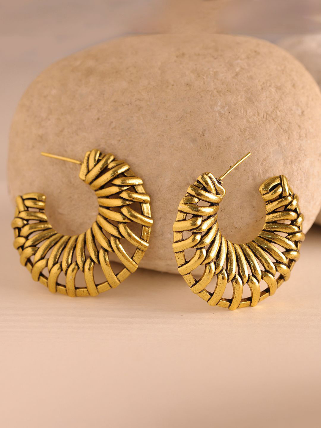 Woven Wonders Plain Dutched Weave Hoop Earrings