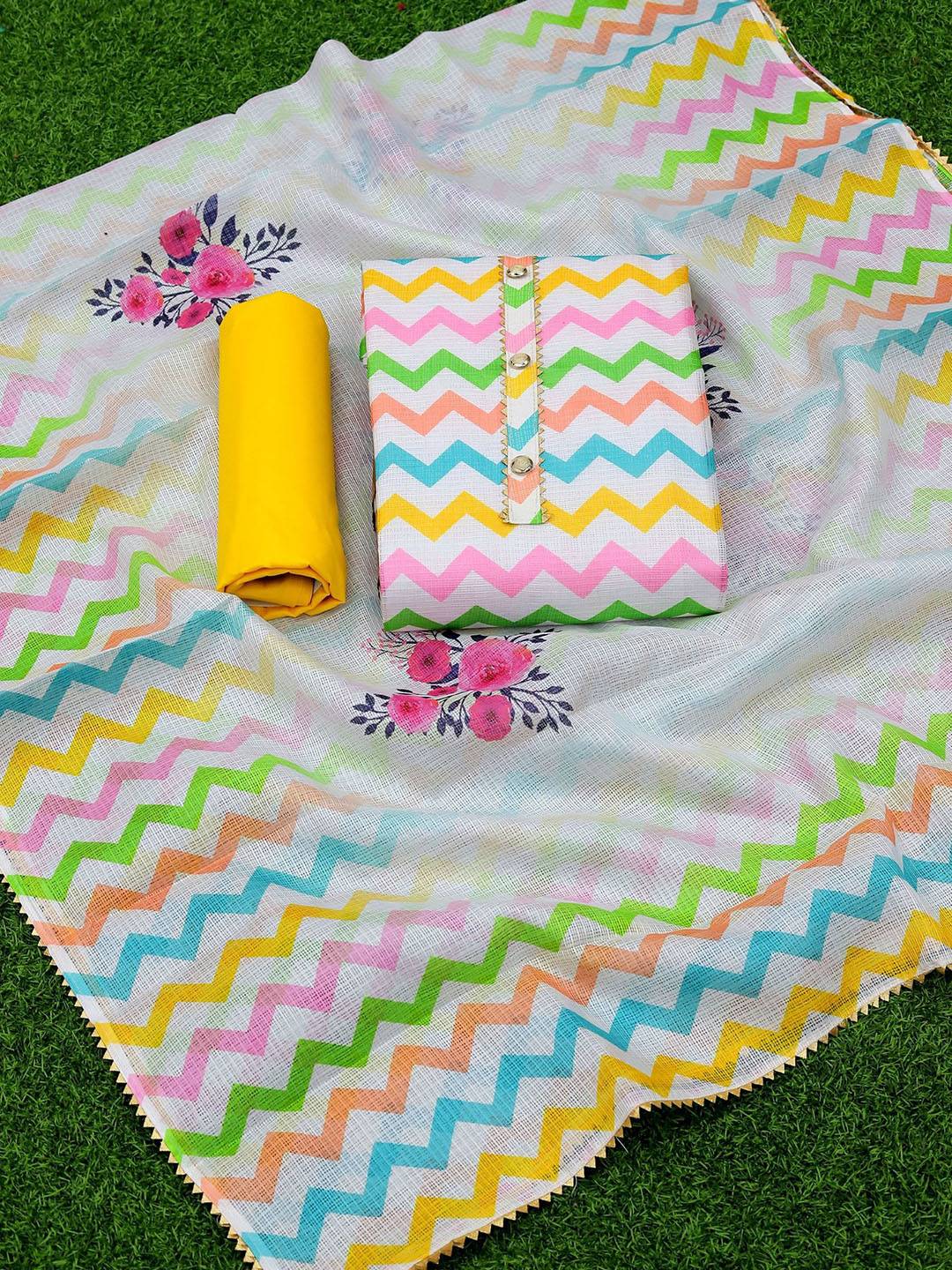 Rangtulika Ethnics Chevron Digital Print Unstitched Dress Material