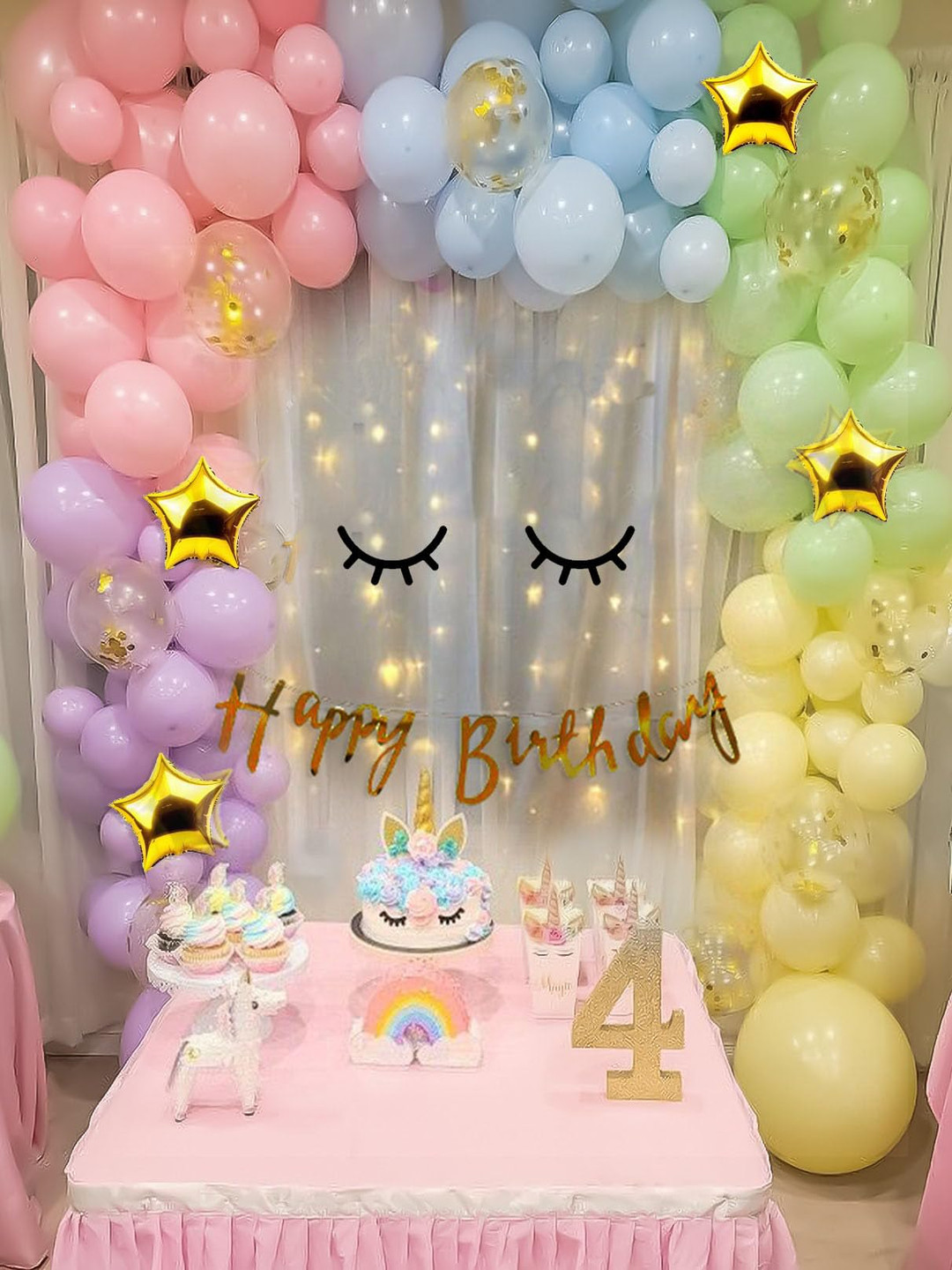 Special You 78 Pcs Pink & Yellow Balloons & Banner Festive Decor