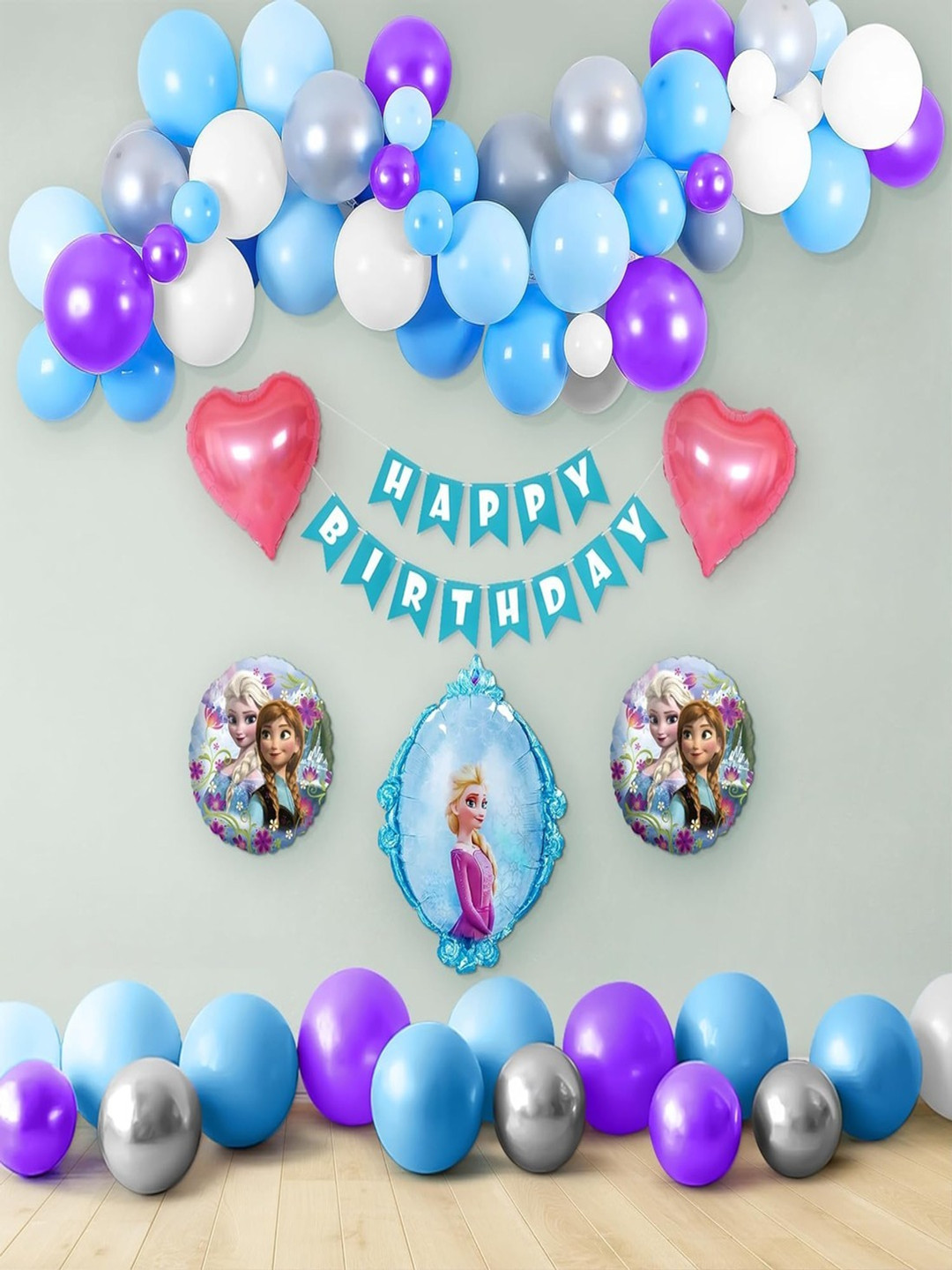 Special You Purple & Blue  64-Pcs Birthday Decorative Balloons & Banner