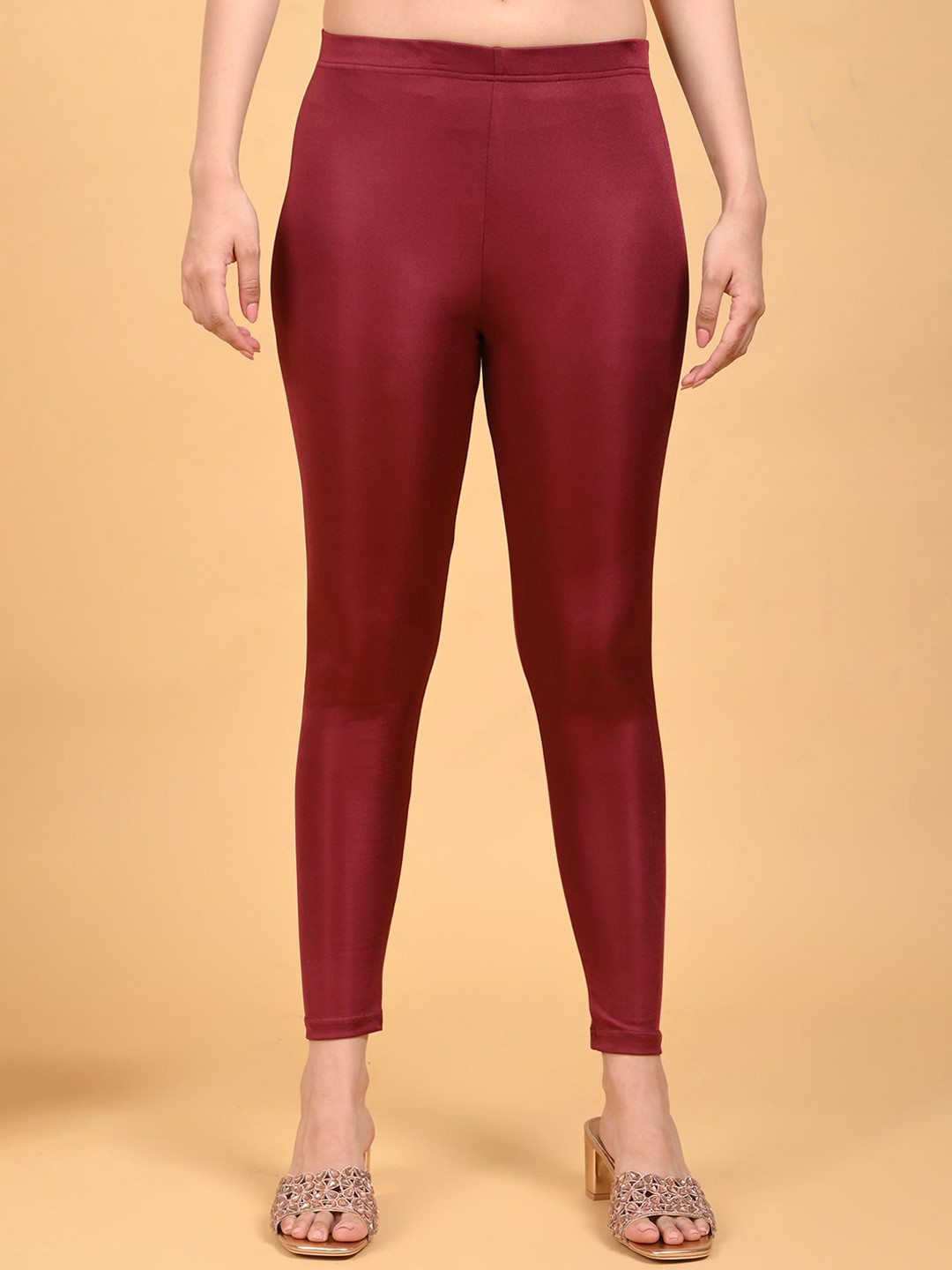 Coppermith 4-Way Stretchable Shimmer Finish Ankle Length Leggings