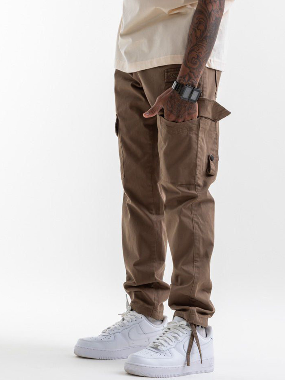 Urban Monkey Unisex Comfort 9 Pocket Cargo Pants Khaki