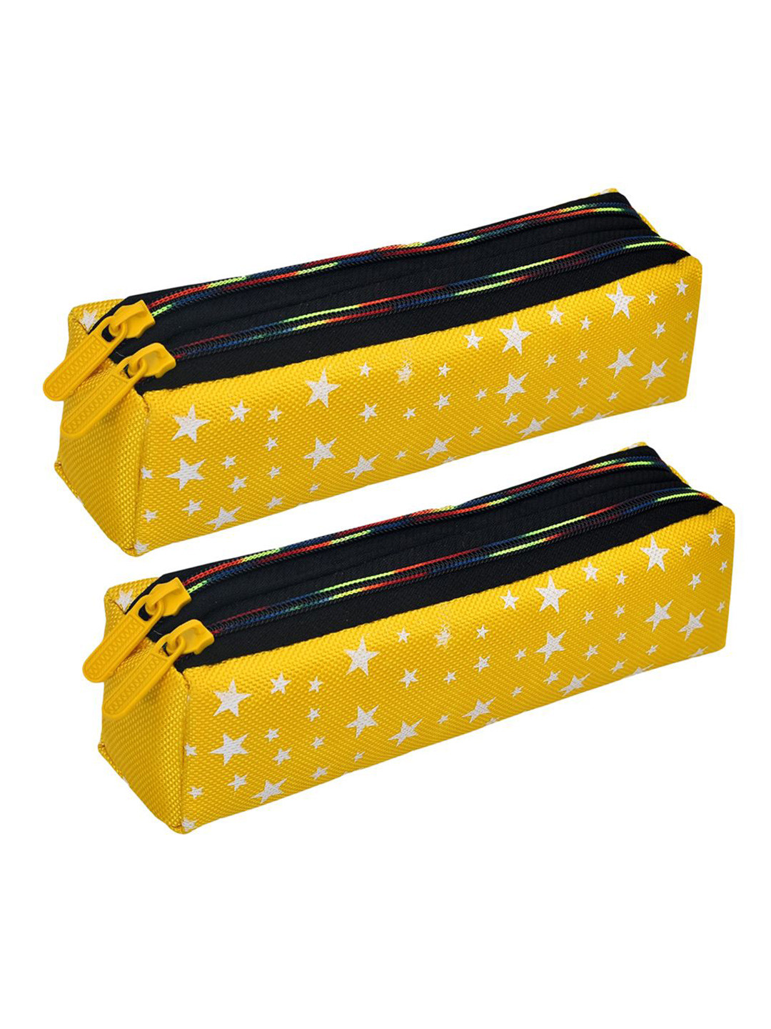 Kuber Industries Kids Pack Of 2 Star Printed Two Zipper Pencil Utility Pouches