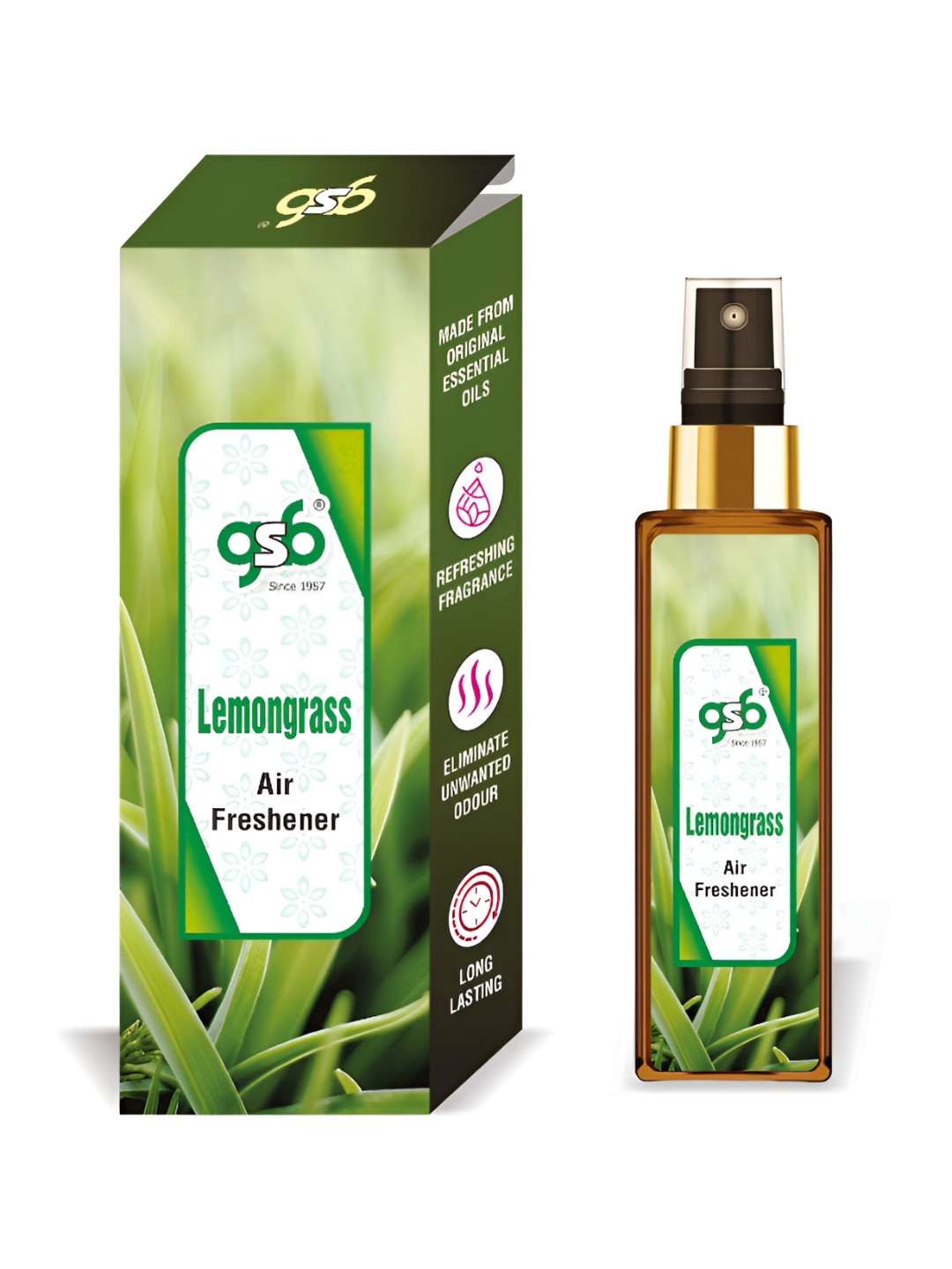 GSB Lemongrass Green And White Long Lasting Natural Air Freshener - 100 ml
