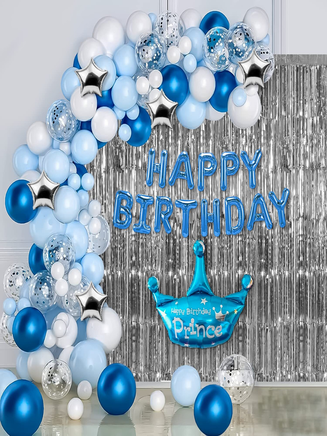 Special You Grey & Blue Happy Birthday Decoration Items With Crown