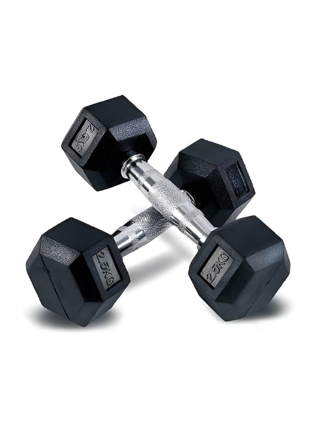HackerX Set Of 2 Fixed Weight Hexagonal  Rubber Dumbbell 5 Kg