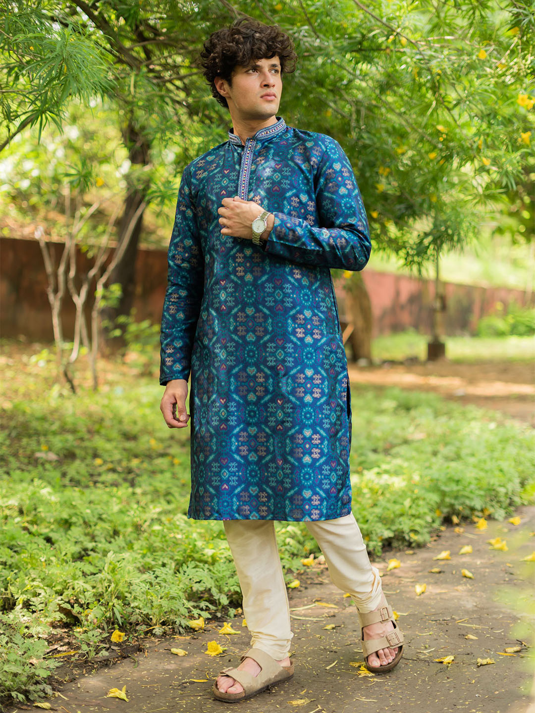 Ethnic India Woven Design Ethnic Motifs Printed Straight kurta