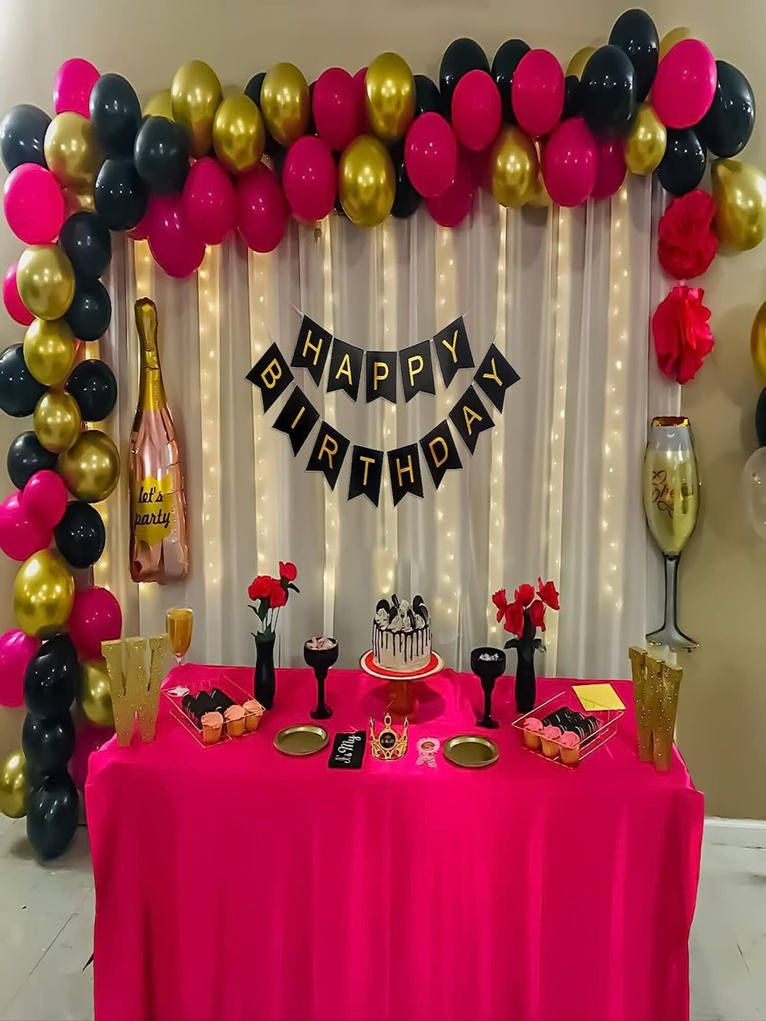 Special You 70-Pcs Black & Burgundy Foil Balloons Birthday Decors