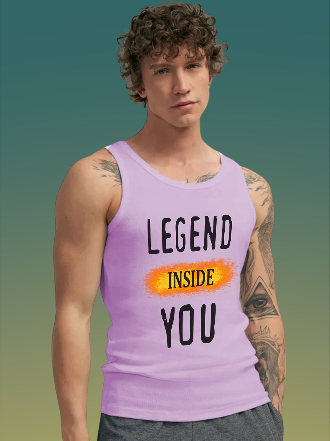 Uniplanet store Printed Cotton Innerwear Vests UVM-INSIDE-YOU-PRPL-S