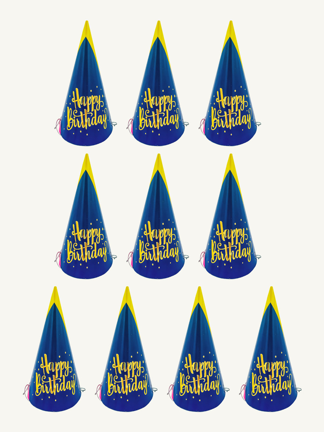 Special You 10 Pieces Blue & Yellow Printed Birthday Caps