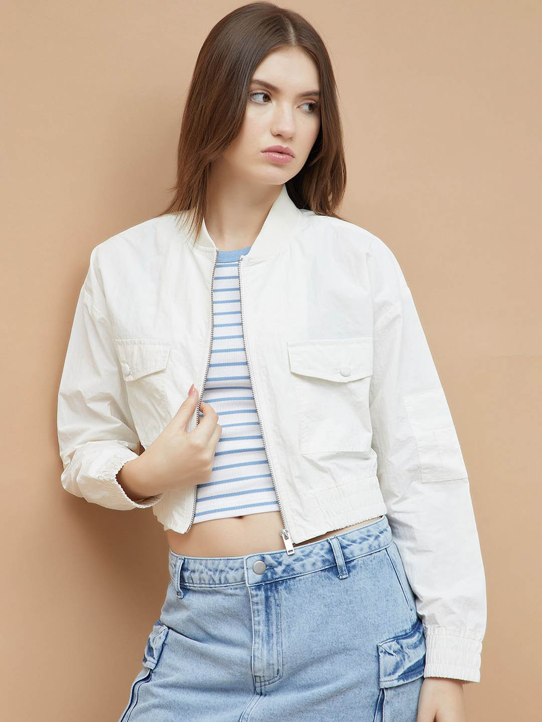 Ginger by Lifestyle Women Bomber with Embroidered Jacket