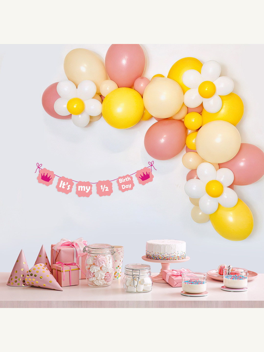 Special You Girls 56 Pieces Yellow & Pink Birthday Decoration Kit
