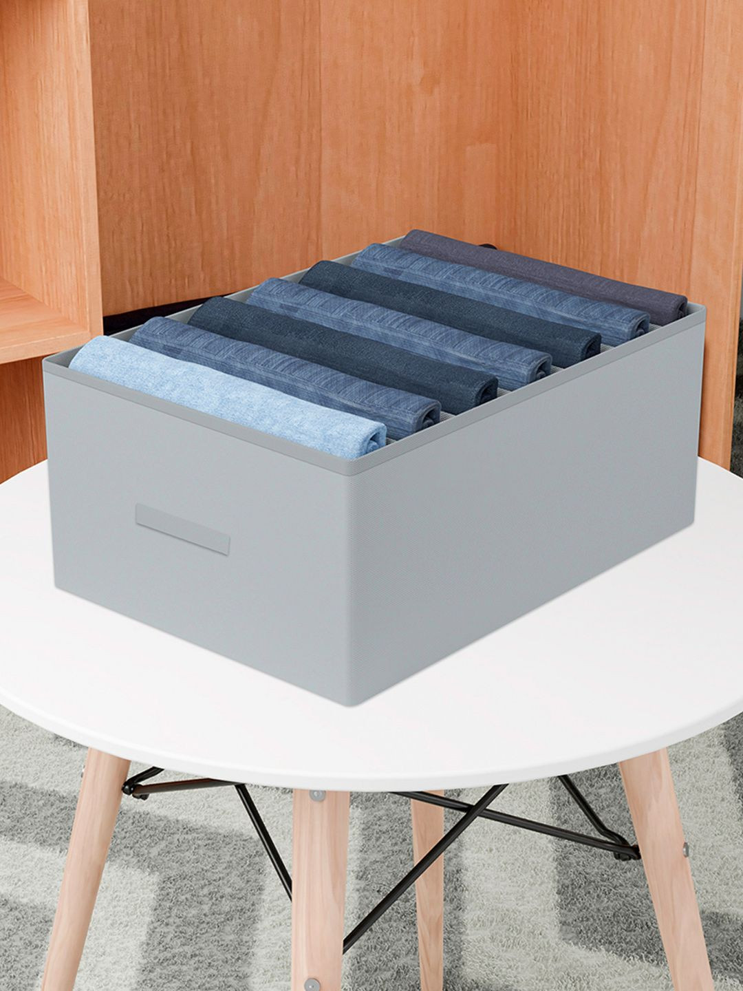 Kuber Industries Grey 7-Grid Trouser Drawer Organiser