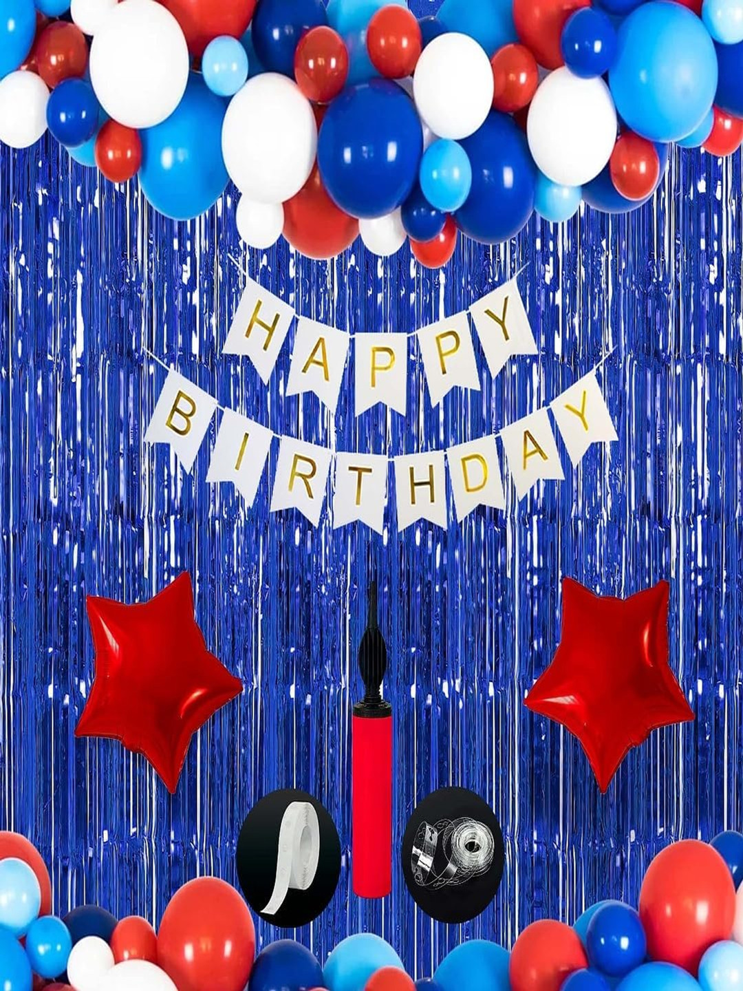 Special You 48-Pcs Blue & Red Balloon Happy Birthday Dcor