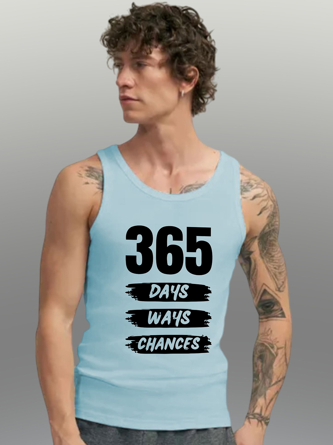 Uniplanet store Printed Cotton Innerwear Vests UVM-365-DAYS-SKBL-S