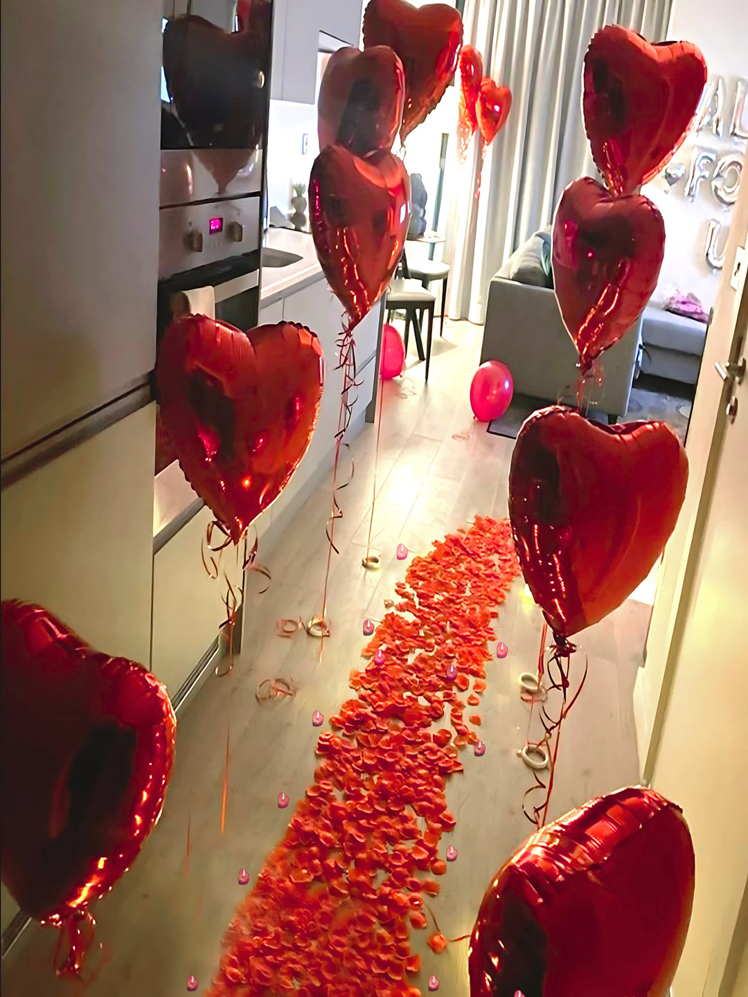 Special You Red & Pink Heart Balloon & Candles Valentine Backdrop Decoration
