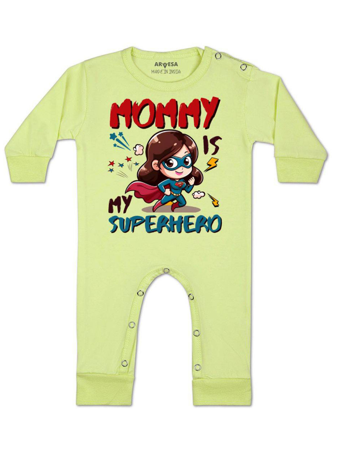 Arvesa Kids Mommy Is My Superhero Printed Baby Romper