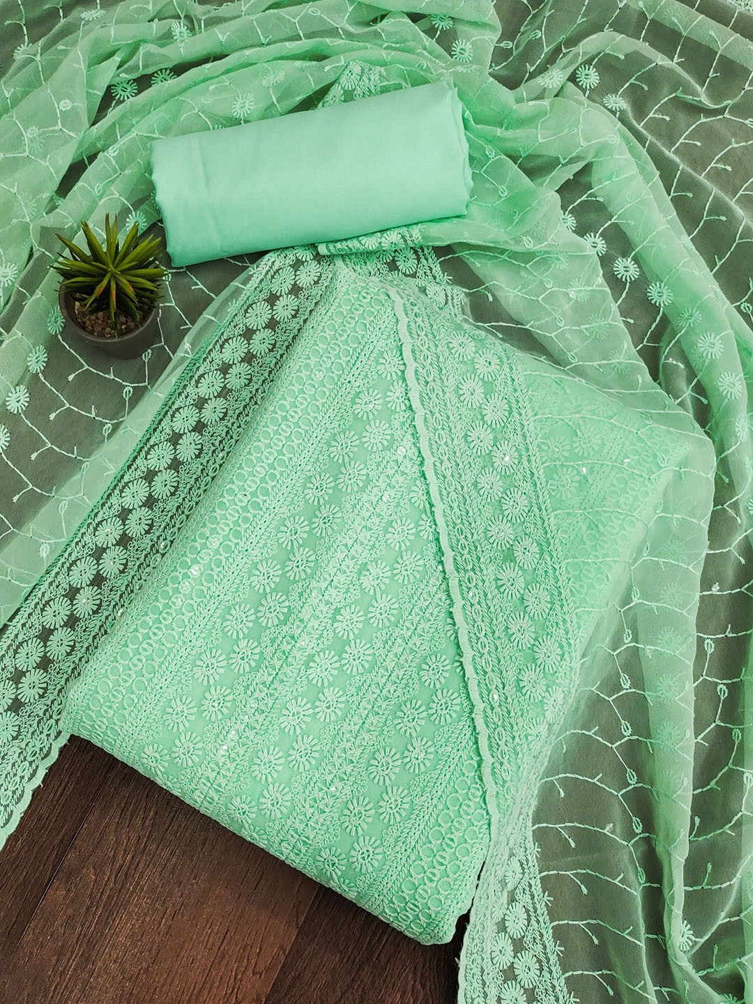 Rangtulika Ethnics Embroidered Thread Work Unstitched Dress Material