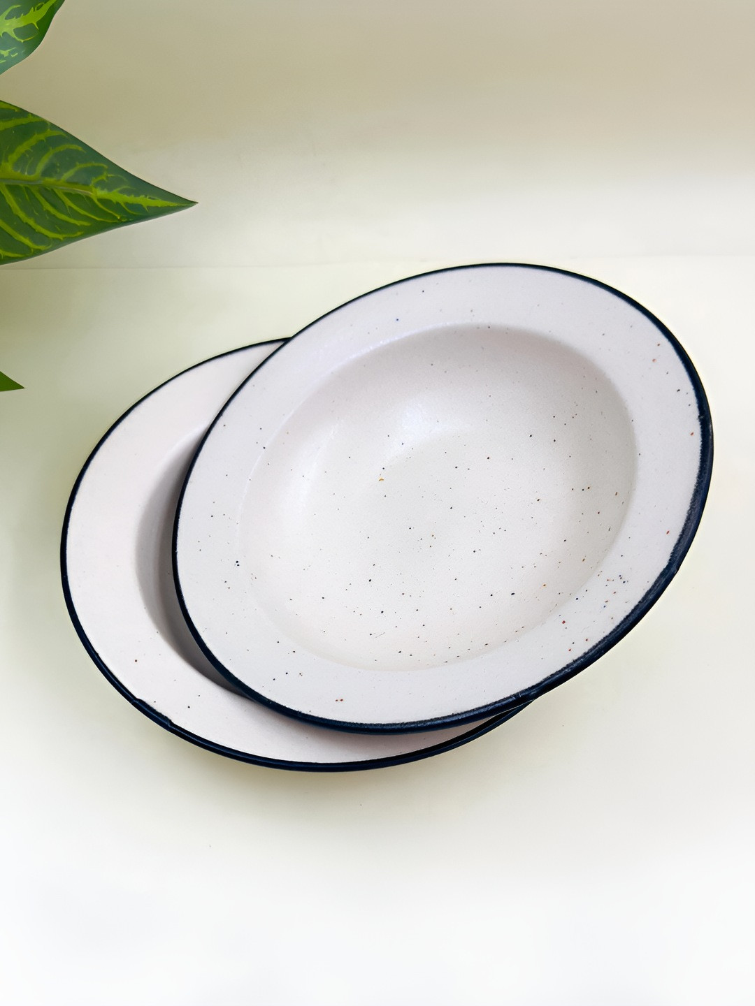 Lupaava White 2 Pieces Ceramic Dishwasher Safe Soup Plates