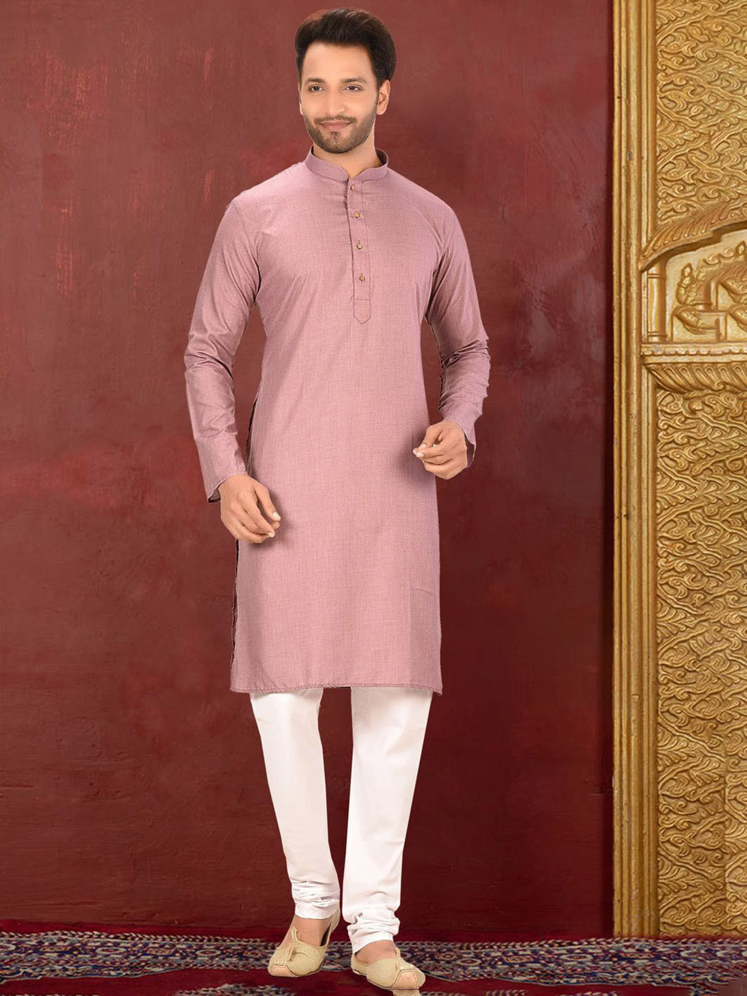 RANAK Mandarin Collar Organic Cotton Straight Kurta
