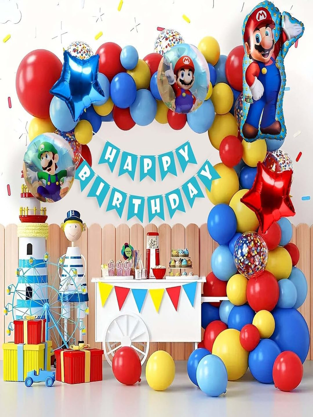 Special You 67 Pcs Red & Blue Balloons & Banner Festive Decor