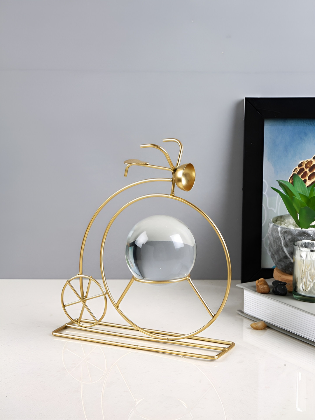 Myntra Elegant Homes Vintage Bicycle Gold Metal Metallic Living Room Small Showpiece - 8.7 Inches