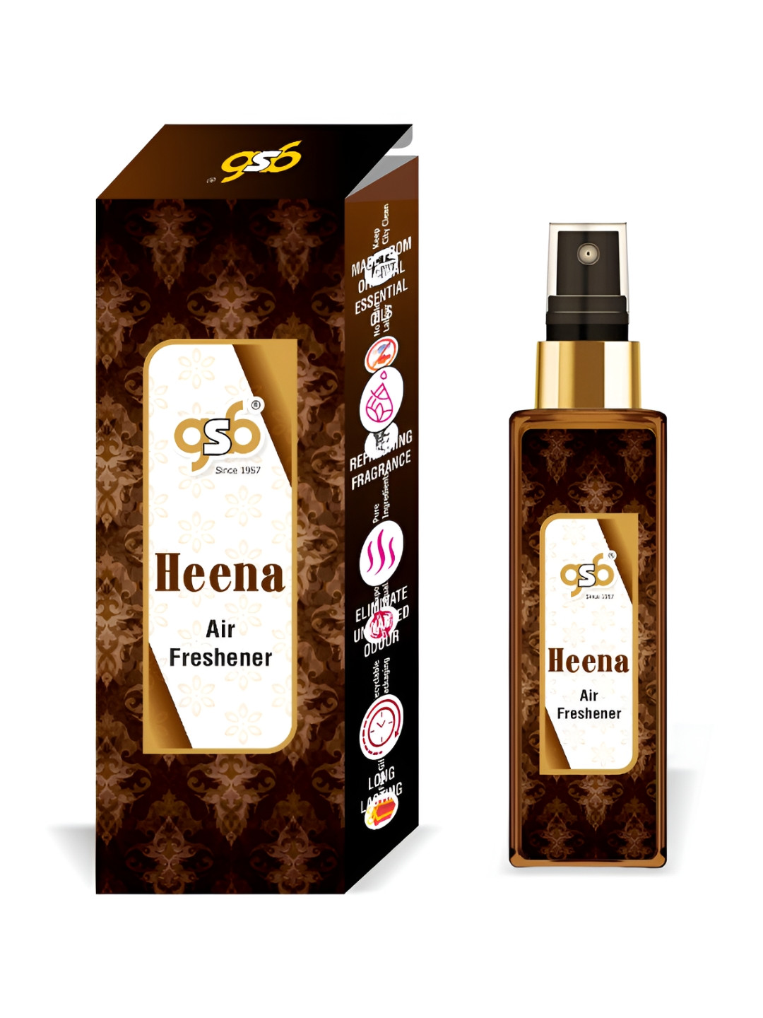 GSB Heena Black And White Long Lasting Natural Air Freshener-100 ml