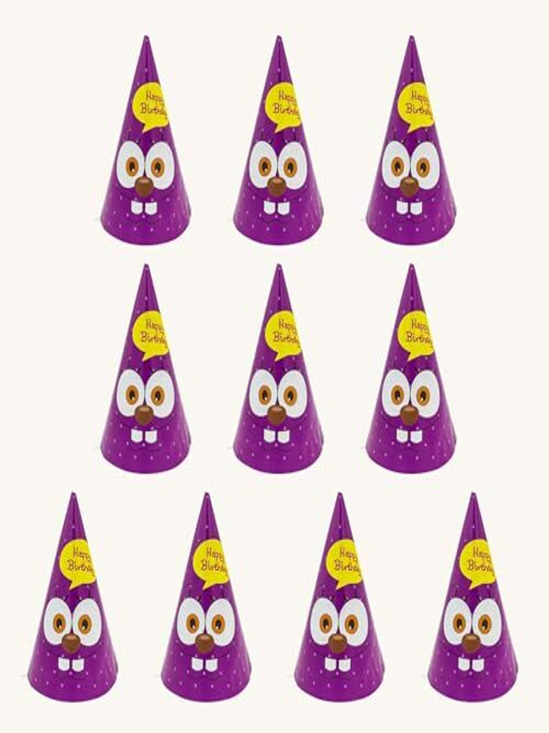 Special You 10-Pcs Purple Printed Happy Birthday Cap Festive Decor