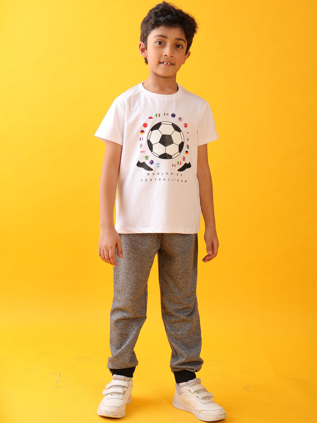 Anthrilo kids Boys Football Summer Melange T-Shirt Jogger Clothing Set