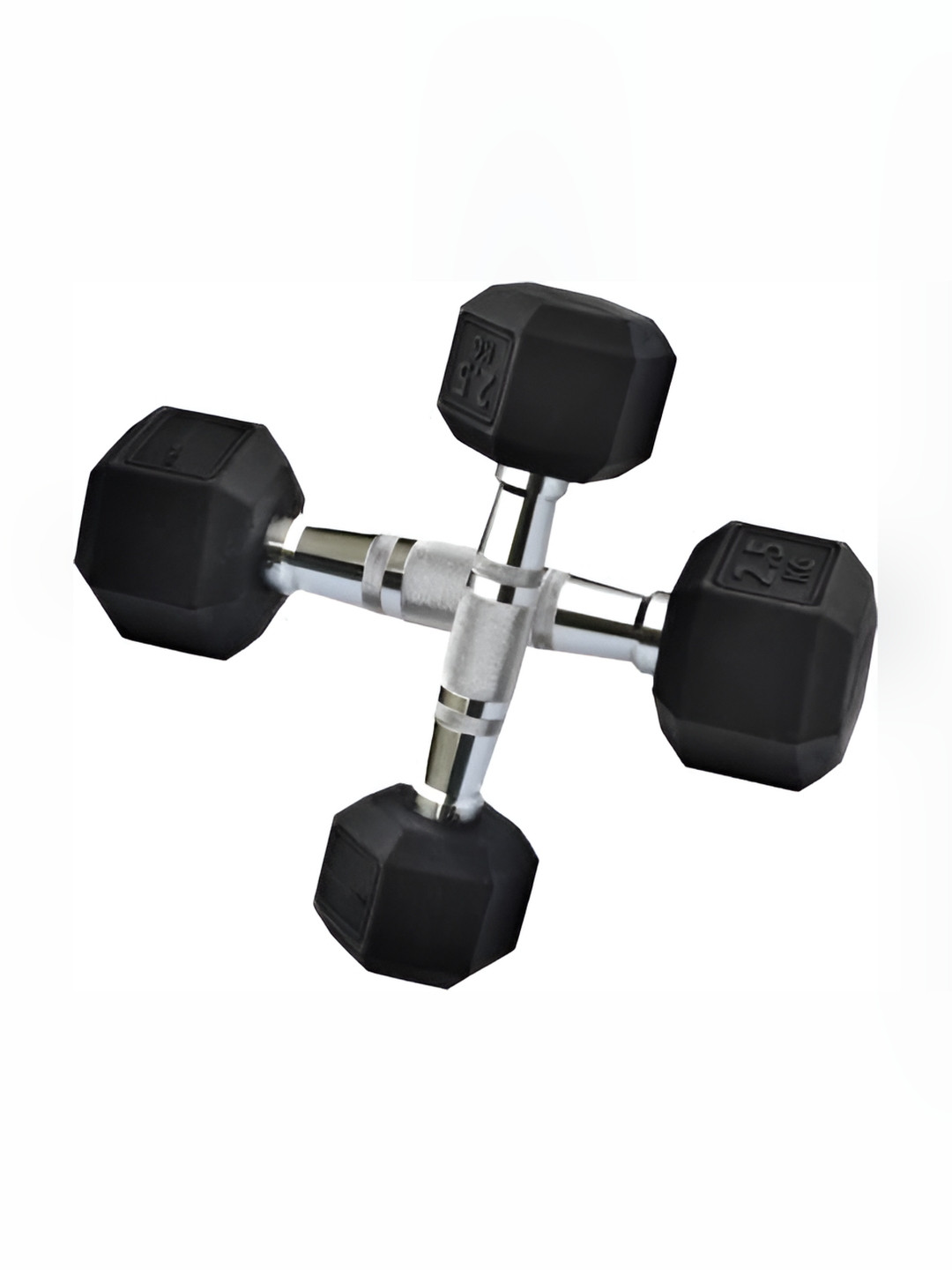 HackerX 2-Pcs Rubber Coated Professional Hexa Dumbbells - 2.5 kg Eacg