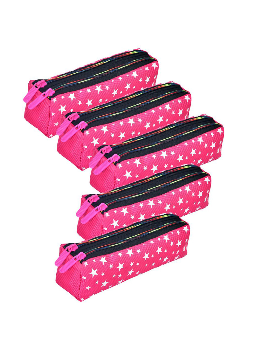 Kuber Industries Set of 5 Star Self Design Pencil Utility Pouchs