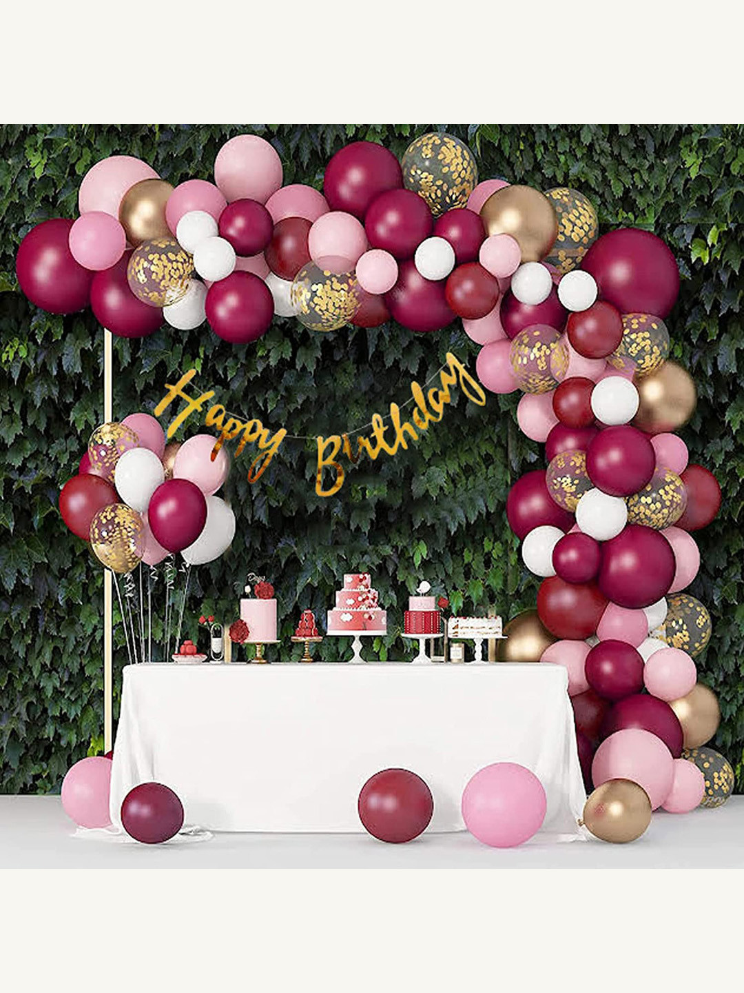 Special You Gold Toned & Maroon 63 Pieces Birthday Decoration