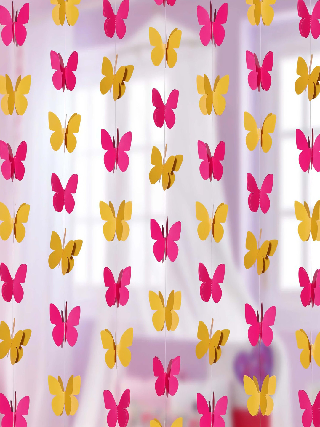Special You 8 Pcs 3D Pink & Yellow Butterflies garland Festive Decor